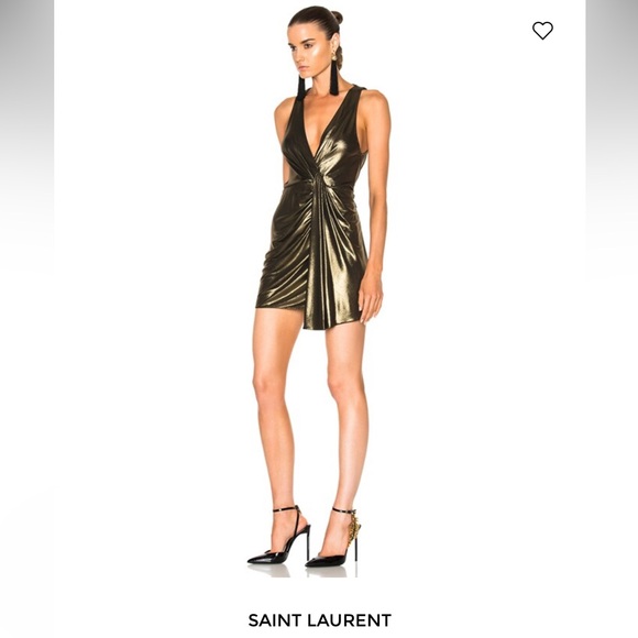 SAINT LAURENT
Jersey Twist Front Sleeveless Dress - size 36. - small - gold - Picture 4 of 16